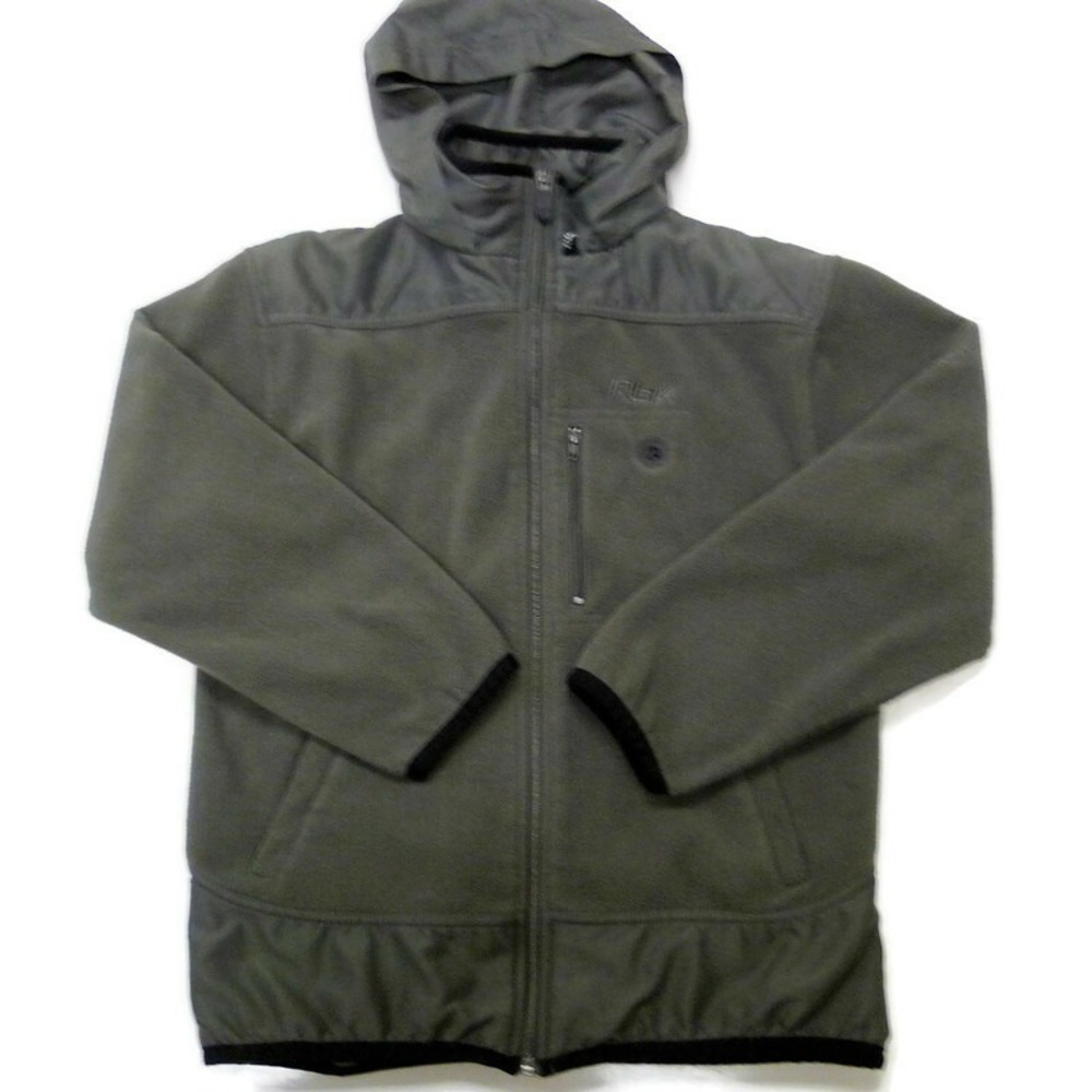 RBK Reebok Fleece Hoodie Jacket Womans Medium Hooded Full Zip Green Black